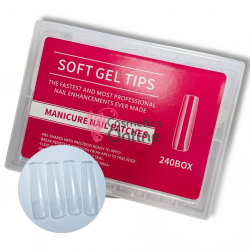 Tipsuri 240 bucati Soft Gel Tips Transparente Cod TPS100TT Patrate Lungi